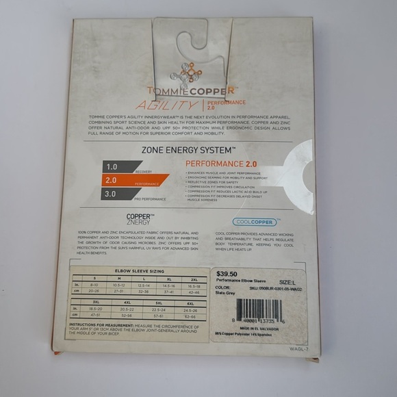 New Tommie Copper Compression Elbow Sleeve - Gray Size L - Picture 4 of 4